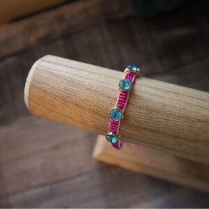 Purple and Blue Gemstone Studded Miyuki Seed Beaded Bracelet